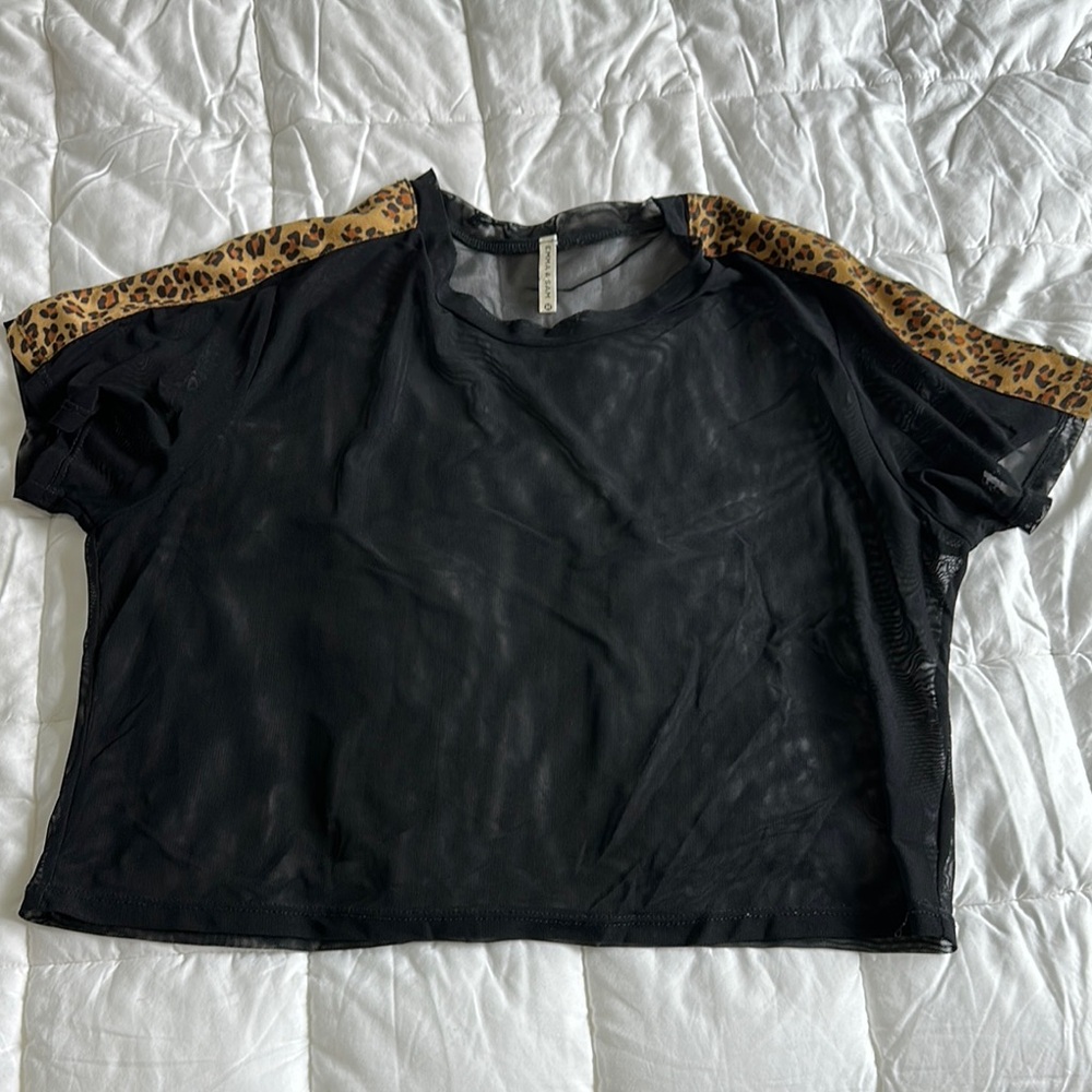 Emma & Sam Black and Gold Boxy Crop Tee